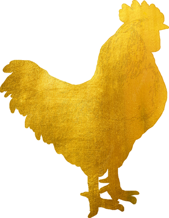 logo of rooster in gold